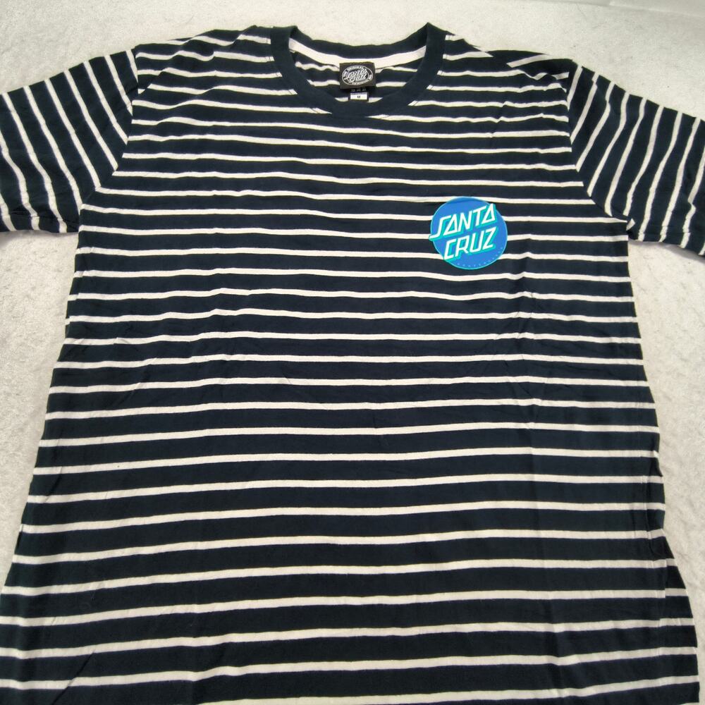 Santa Cruz Casual Crew Neck Short Sleeve Shirt Mens Size Medium M Black White